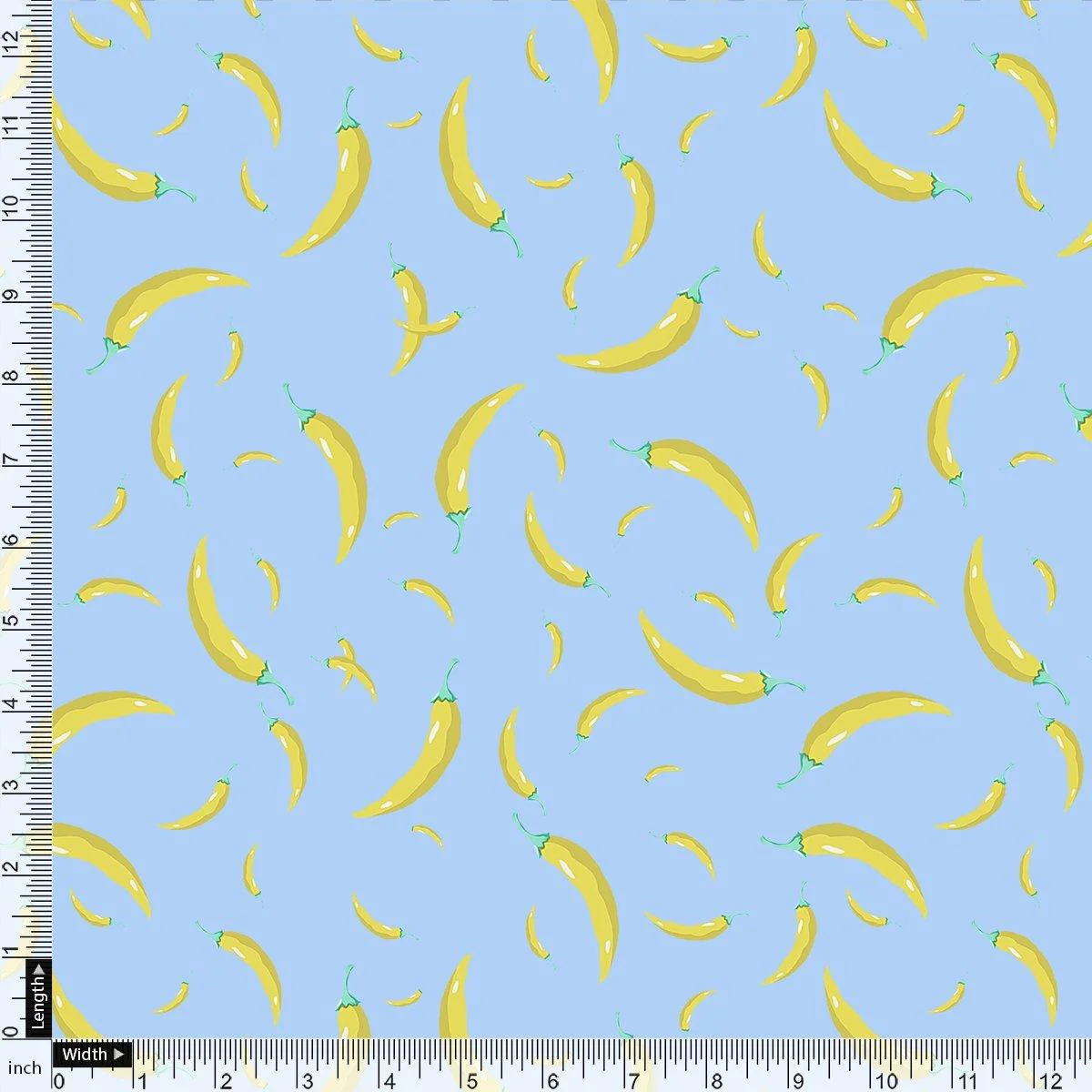 Yellow Mirchi Allover Digital Printed Fabric - Weightless - Image 5