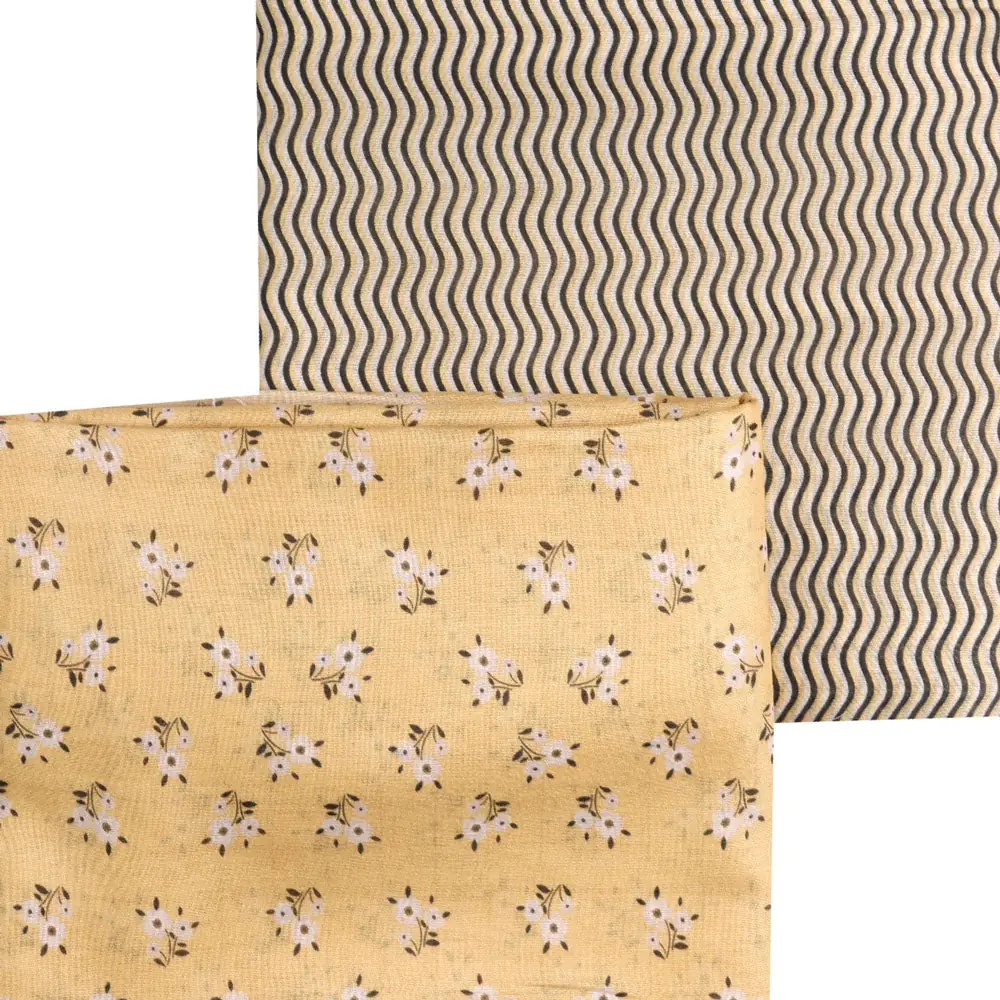Yellow Mul Cotton Printed Unstitched Fabric Set (5 Meter Set) - Image 3