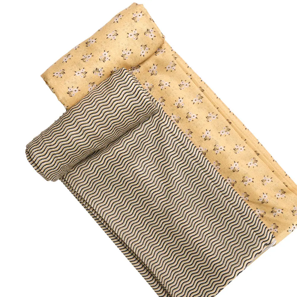 Yellow Mul Cotton Printed Unstitched Fabric Set (5 Meter Set) - Image 4