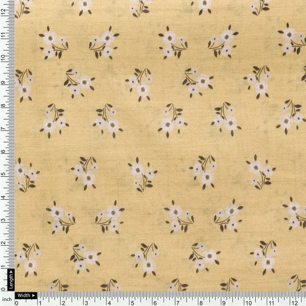 Yellow Mul Cotton Printed Unstitched Fabric Set (5 Meter Set) - Image 5