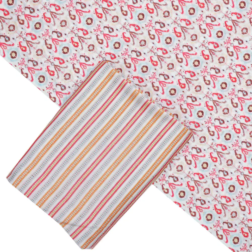 Yellow Mul Cotton Printed Unstitched Fabric Set (5 Meter Set) - Image 2