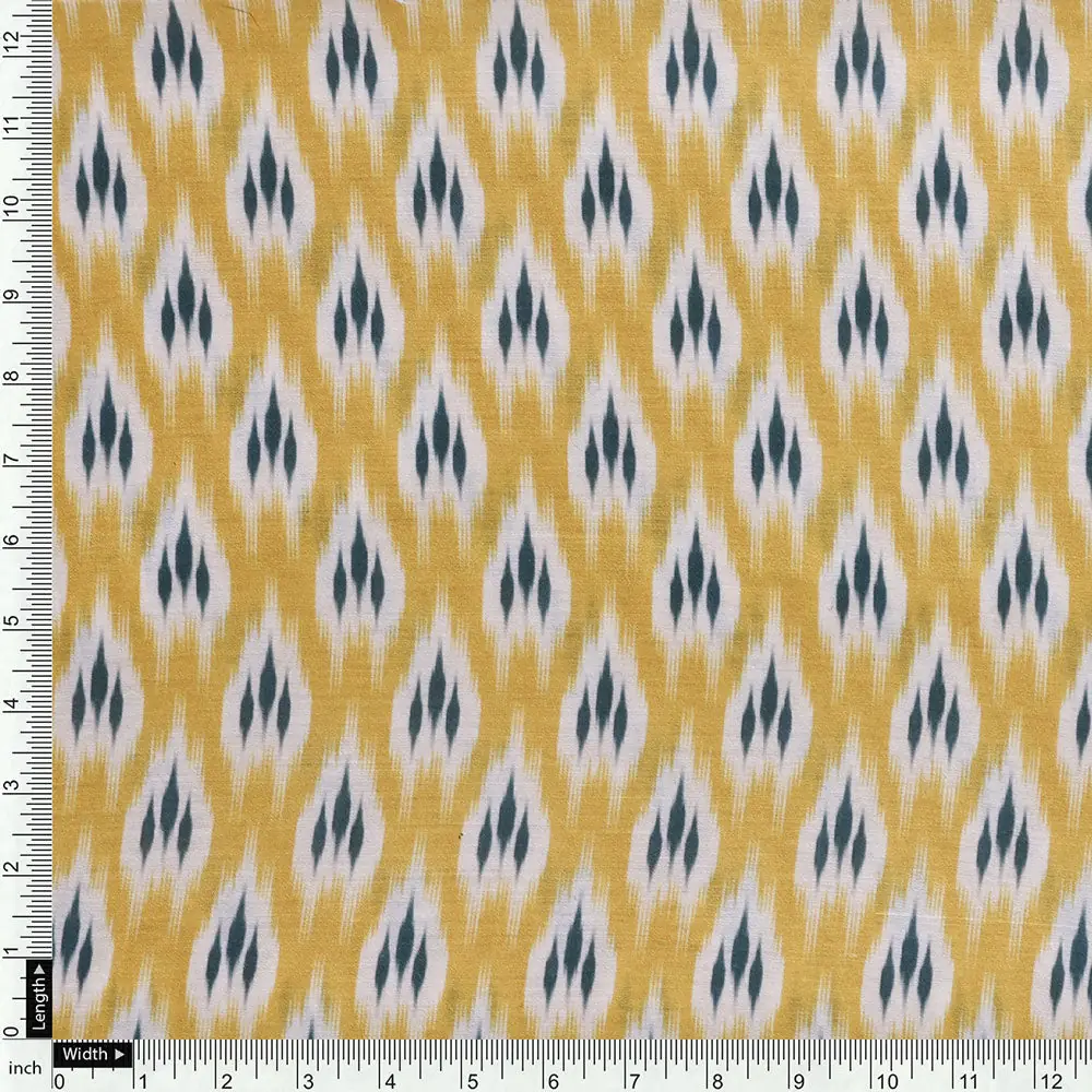 Yellow Mul Cotton Printed Unstitched Fabric Set (5 Meter Set) - Image 5