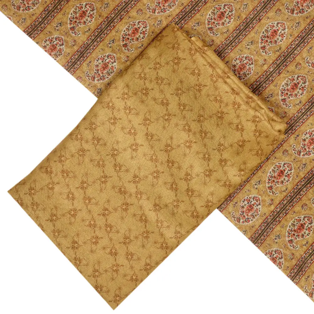Yellow Muslin Printed Unstitched Fabric Set (5 Meter Set) - Image 2