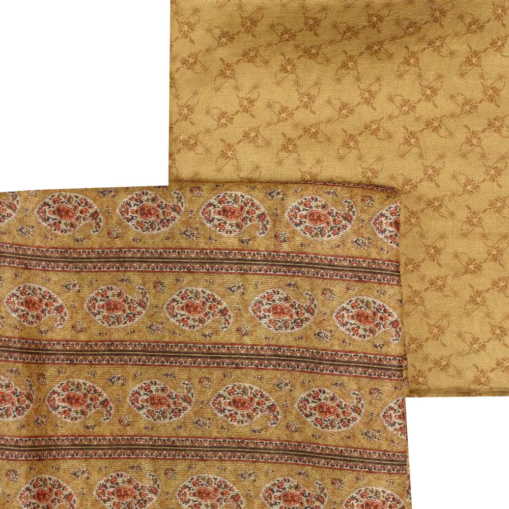 Yellow Muslin Printed Unstitched Fabric Set (5 Meter Set) - Image 3