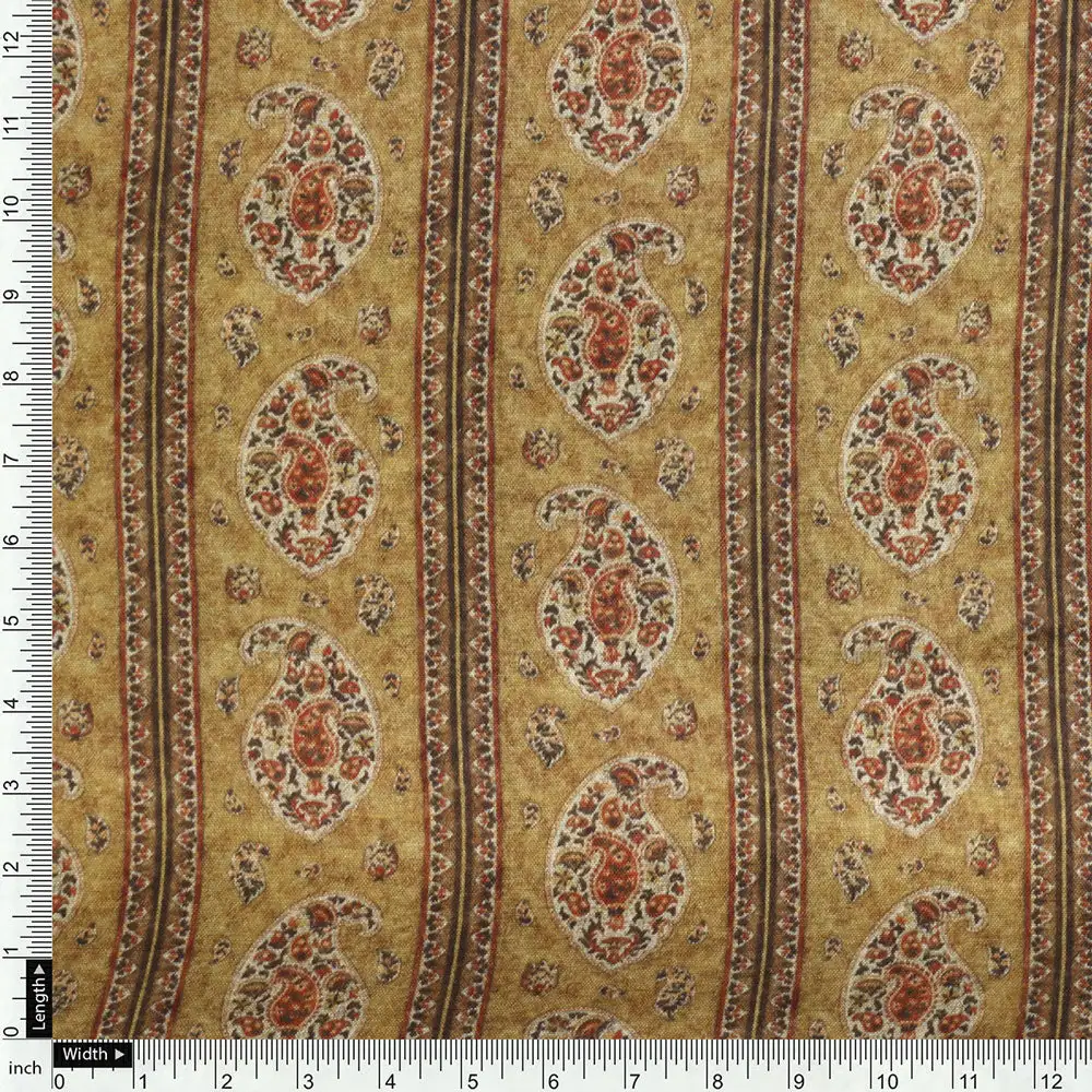 Yellow Muslin Printed Unstitched Fabric Set (5 Meter Set) - Image 5