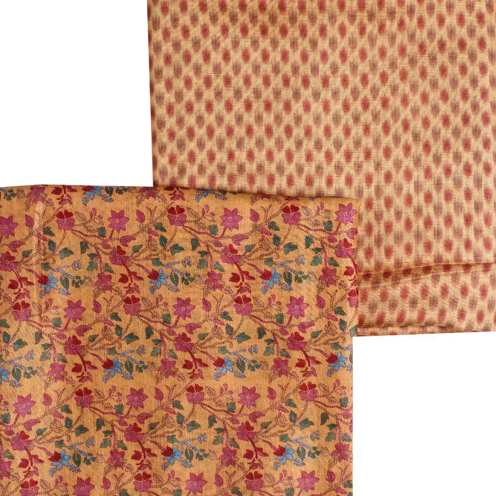 Yellow Muslin Printed Unstitched Fabric Set (5 Meter Set) - Image 3