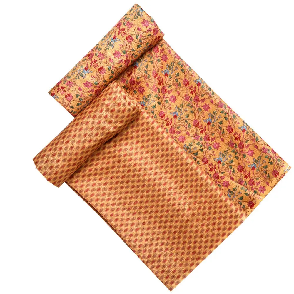 Yellow Muslin Printed Unstitched Fabric Set (5 Meter Set) - Image 4