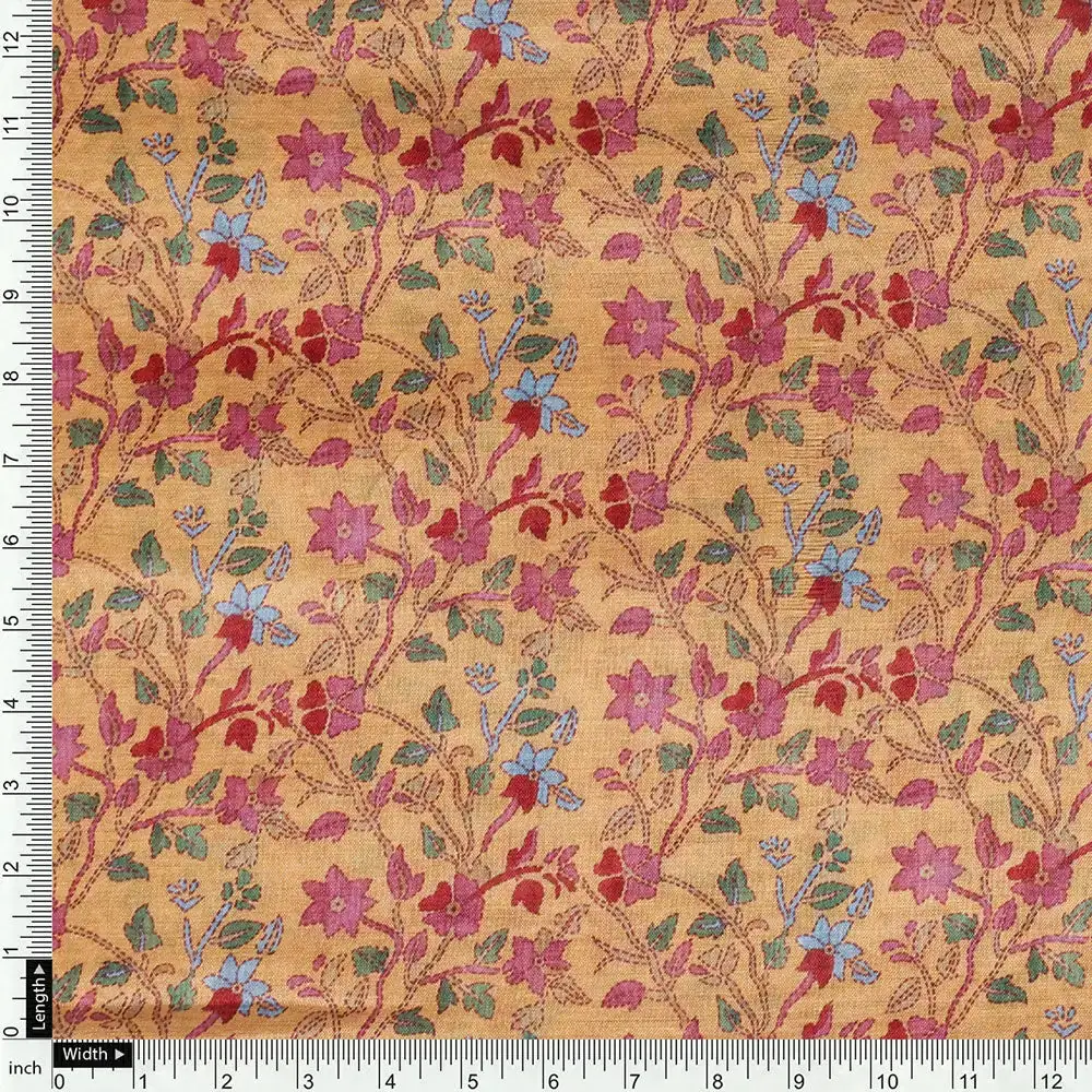 Yellow Muslin Printed Unstitched Fabric Set (5 Meter Set) - Image 5