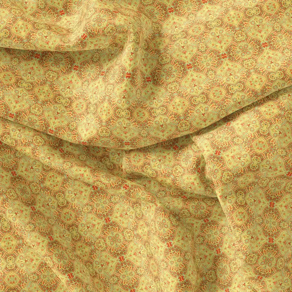Yellow Ogee Pashmina Printed Fabric - Image 4