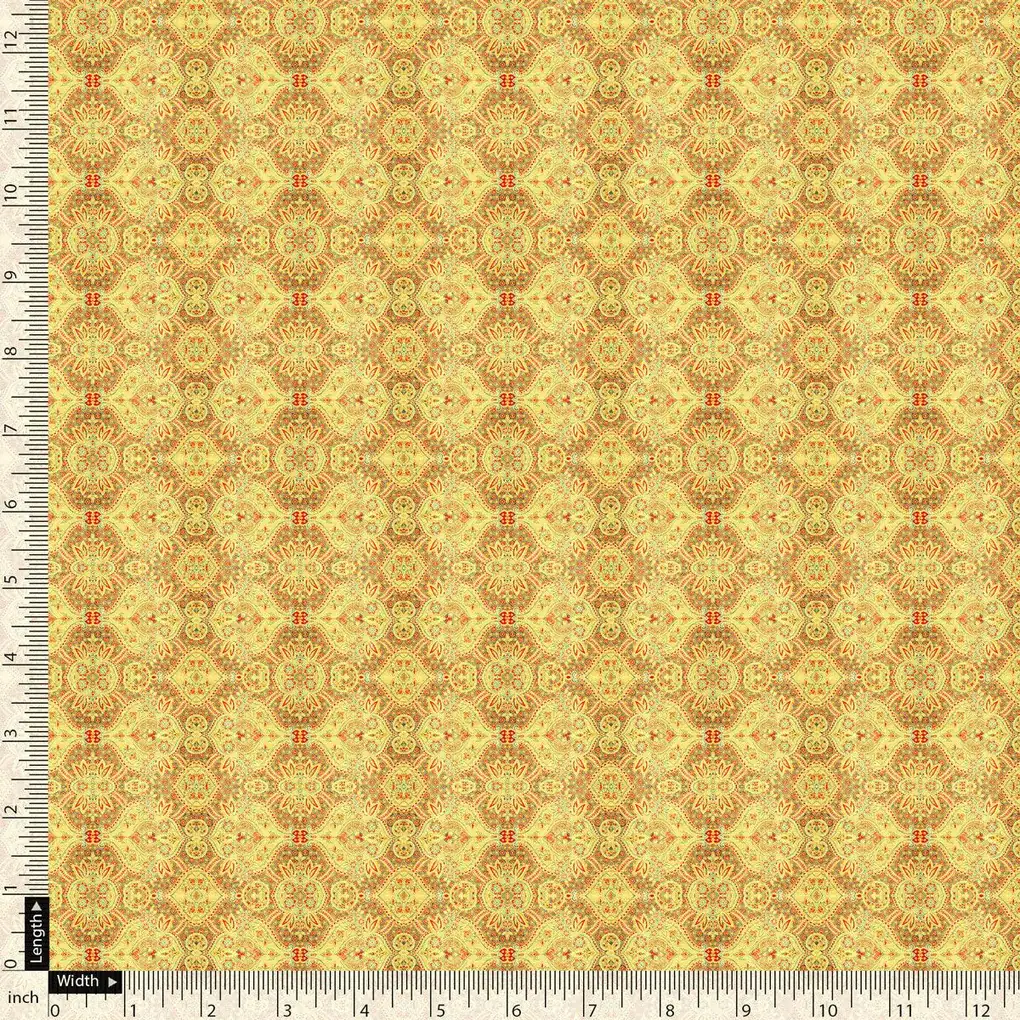 Yellow Ogee Pashmina Printed Fabric - Image 5