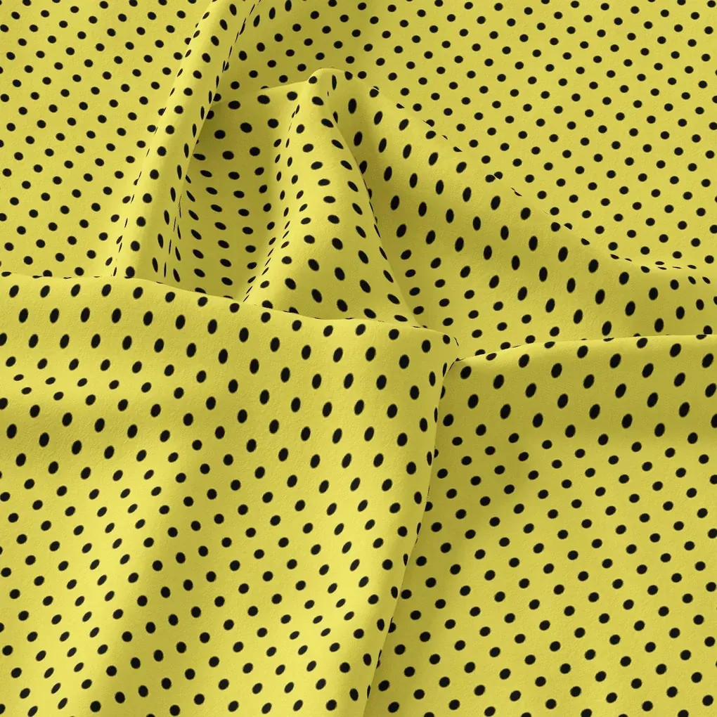 Yellow Polka Dot Digital Printed Fabric - Image 3