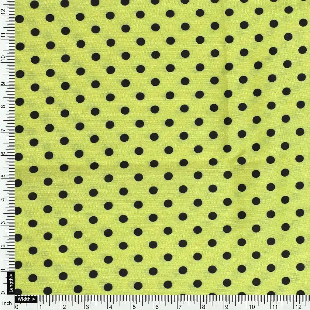 Yellow Polka Dot Digital Printed Fabric - Muslin - Image 4