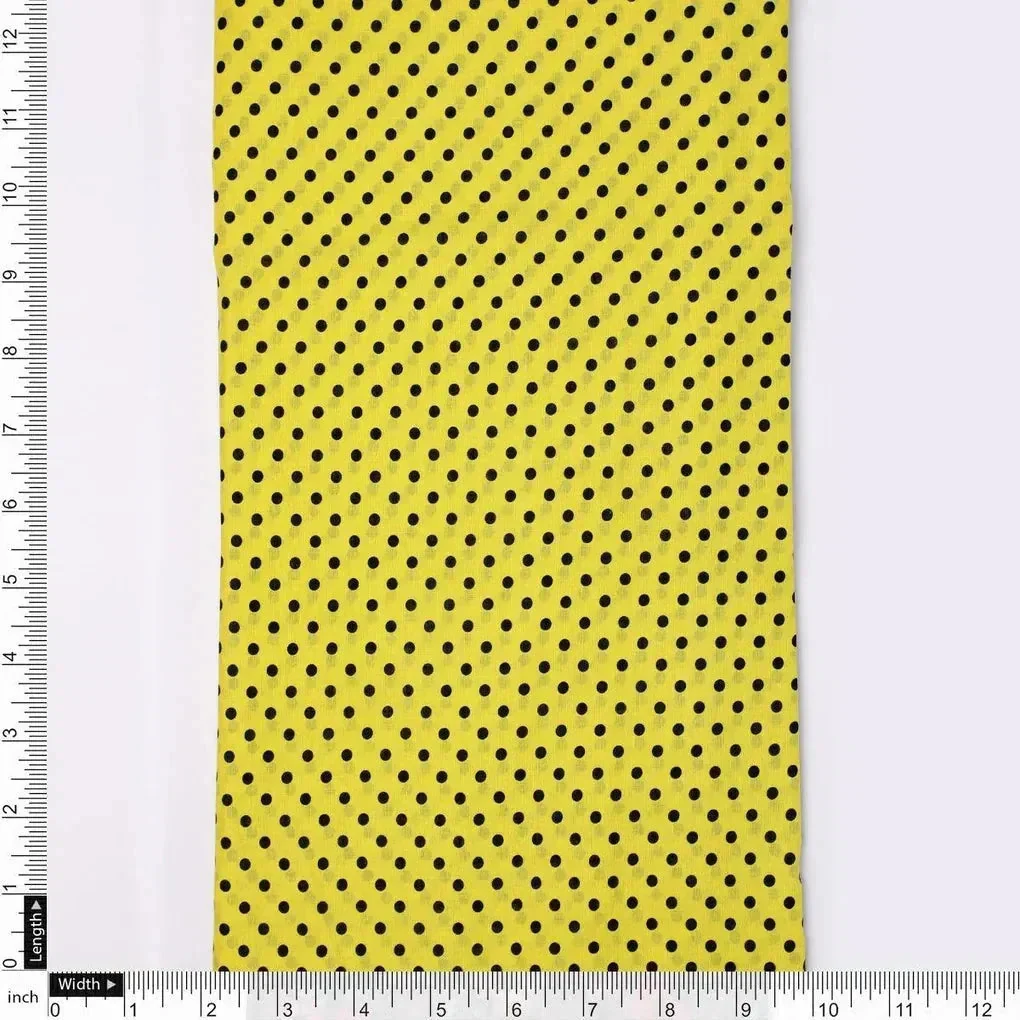 Yellow Polka Dot Digital Printed Fabric - Pure Cotton - Image 4