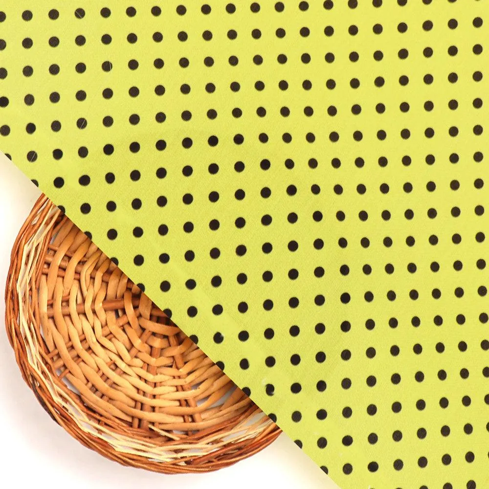 Yellow Polka Dot Digital Printed Fabric - Rayon - Image 2