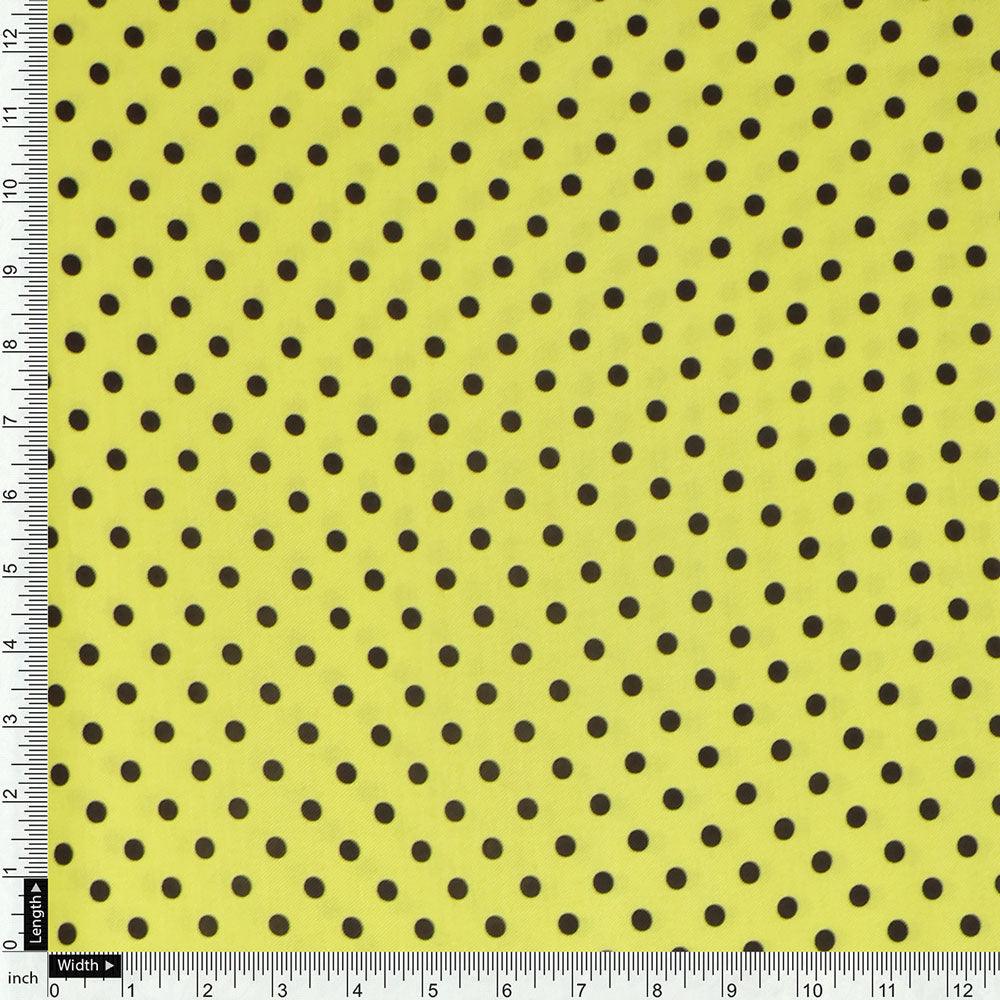 Yellow Polka Dot Digital Printed Fabric - Rayon - Image 4