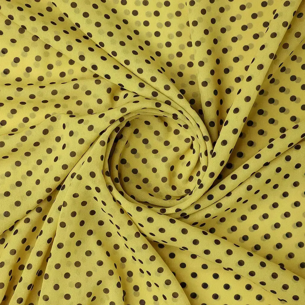 Yellow Polka Dot Digital Printed Fabric - Weightless - Image 2