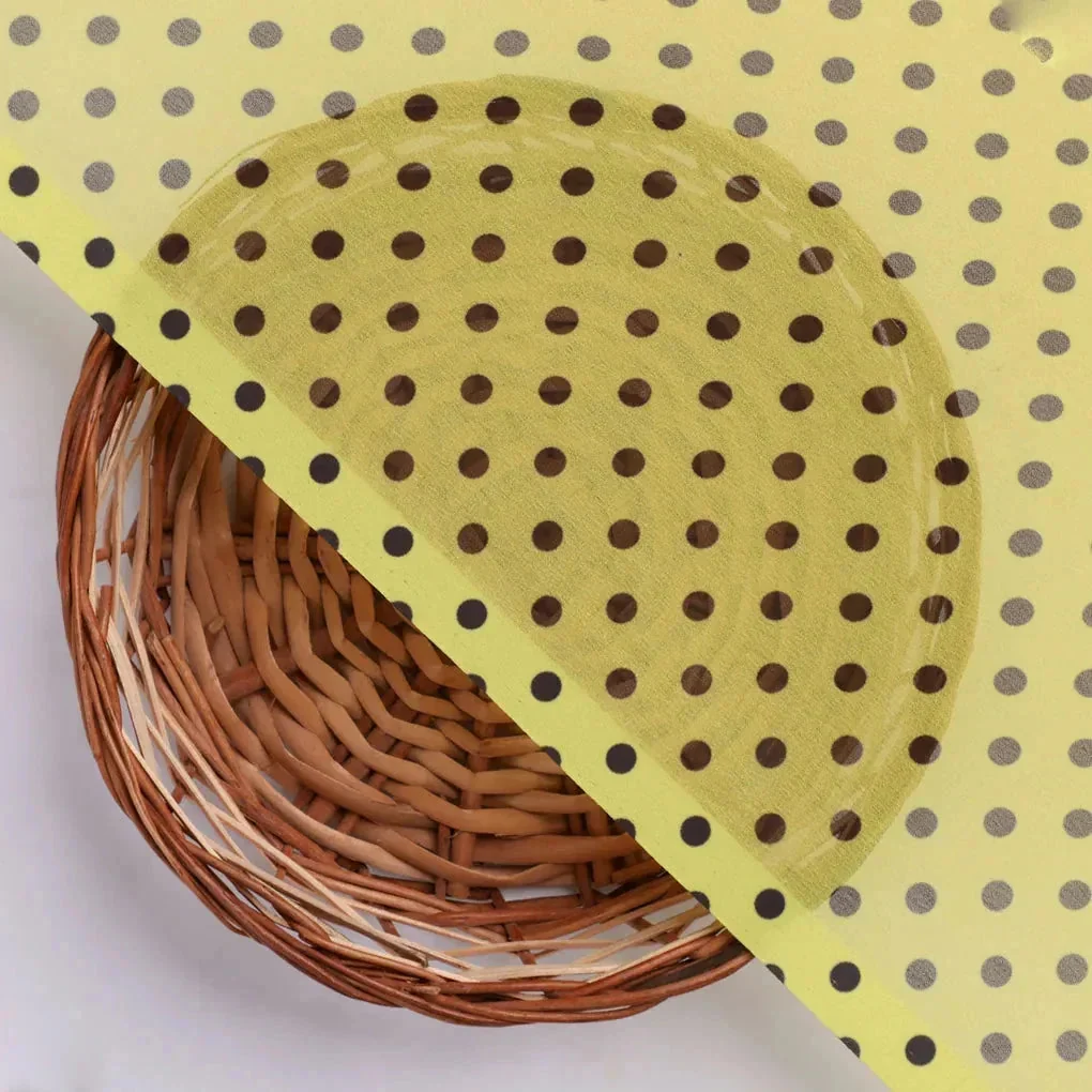 Yellow Polka Dot Digital Printed Fabric - Weightless - Image 3
