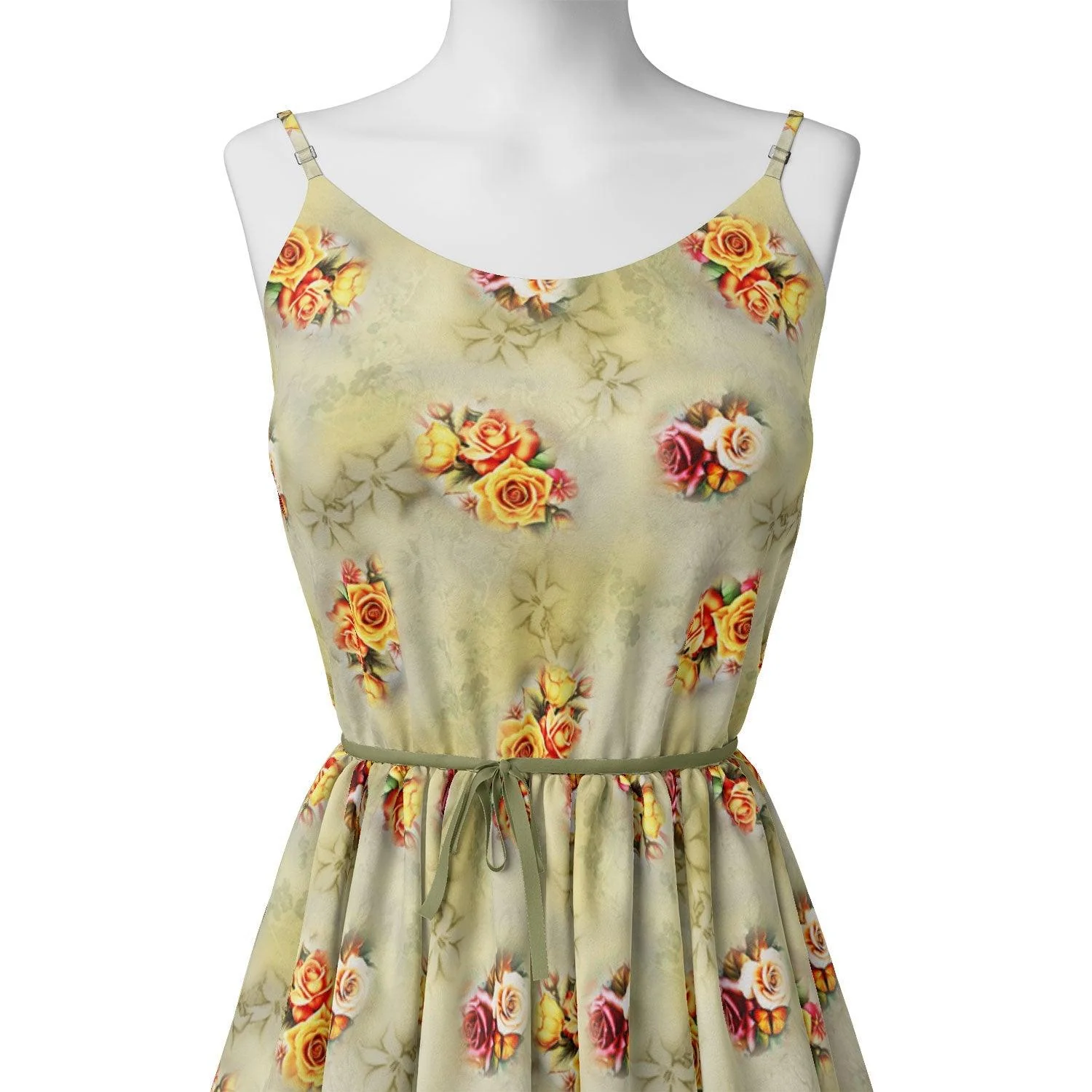 Yellow Roses Of Bunch Repeat Digital Printed Fabric - Image 2