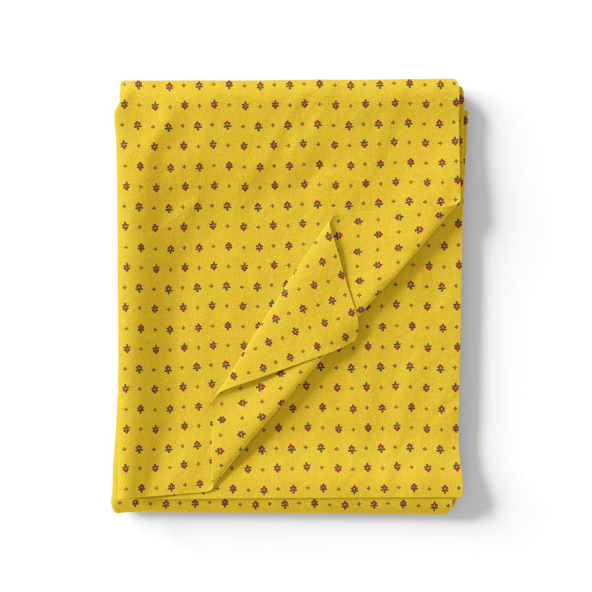 Yellow Seamless Kora Silk Printed Fabric - Image 3