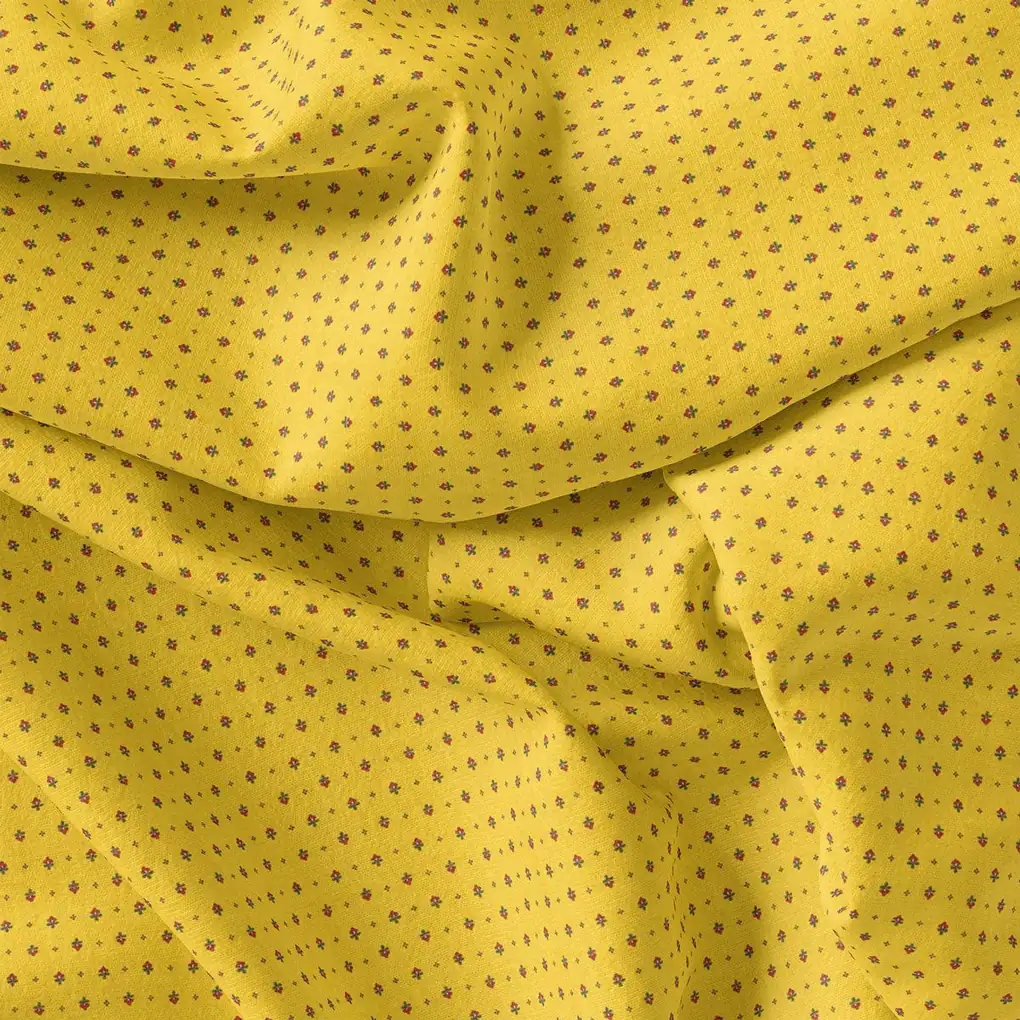 Yellow Seamless Kora Silk Printed Fabric - Image 4
