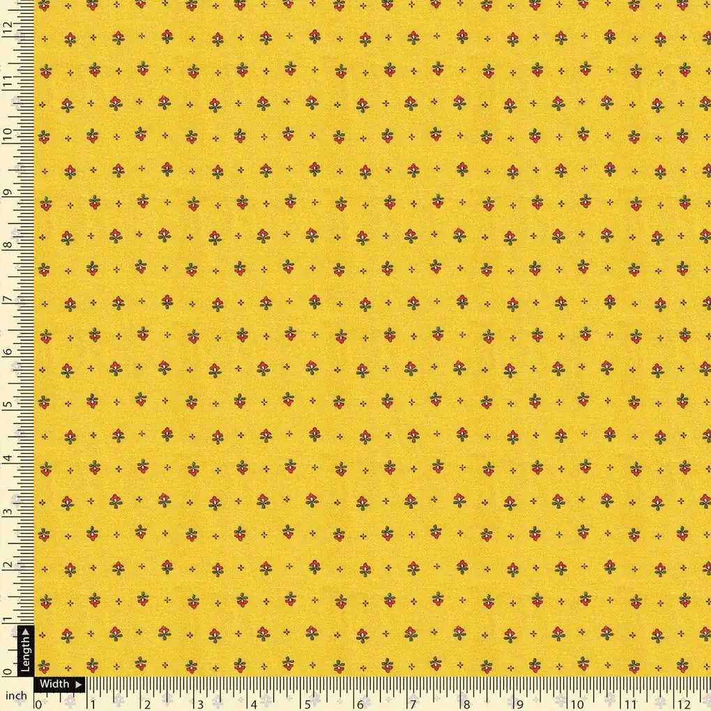 Yellow Seamless Kora Silk Printed Fabric - Image 5