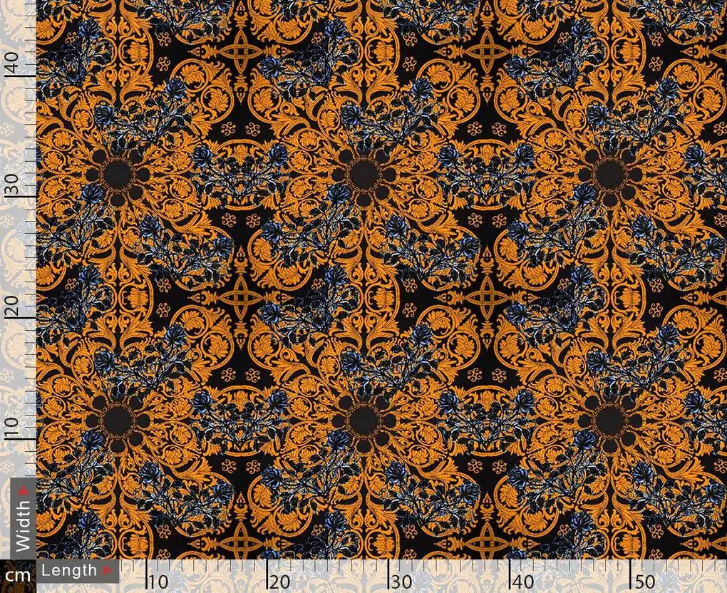 Yellow Stylized Motif Digtal Printed Fabric - Image 3