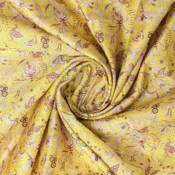 Yellow Tusser Silk Floral Digital Print Fabric - Image 2