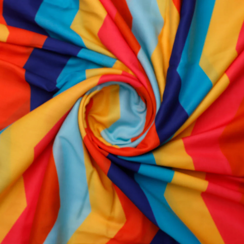 Zigzag Digital Printed Kora Silk Fabric from FAB VOGUE Studio - Image 2