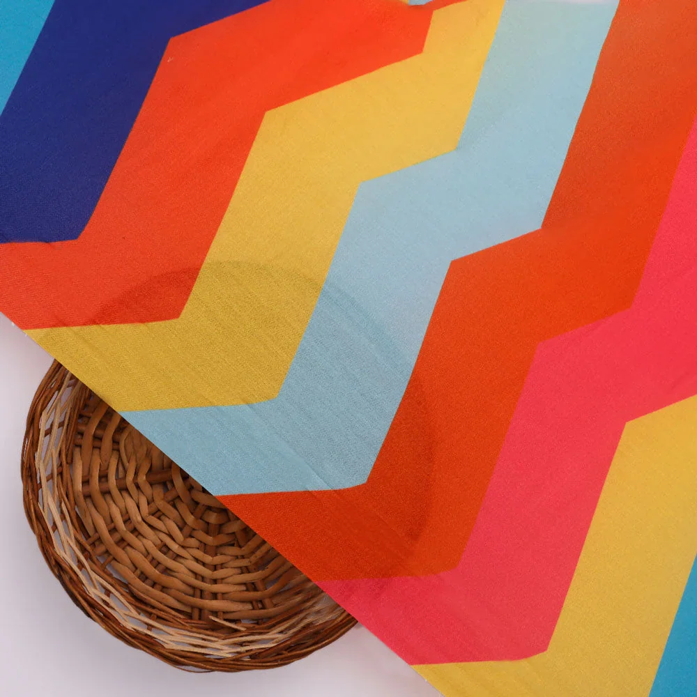 Zigzag Digital Printed Kora Silk Fabric from FAB VOGUE Studio - Image 3
