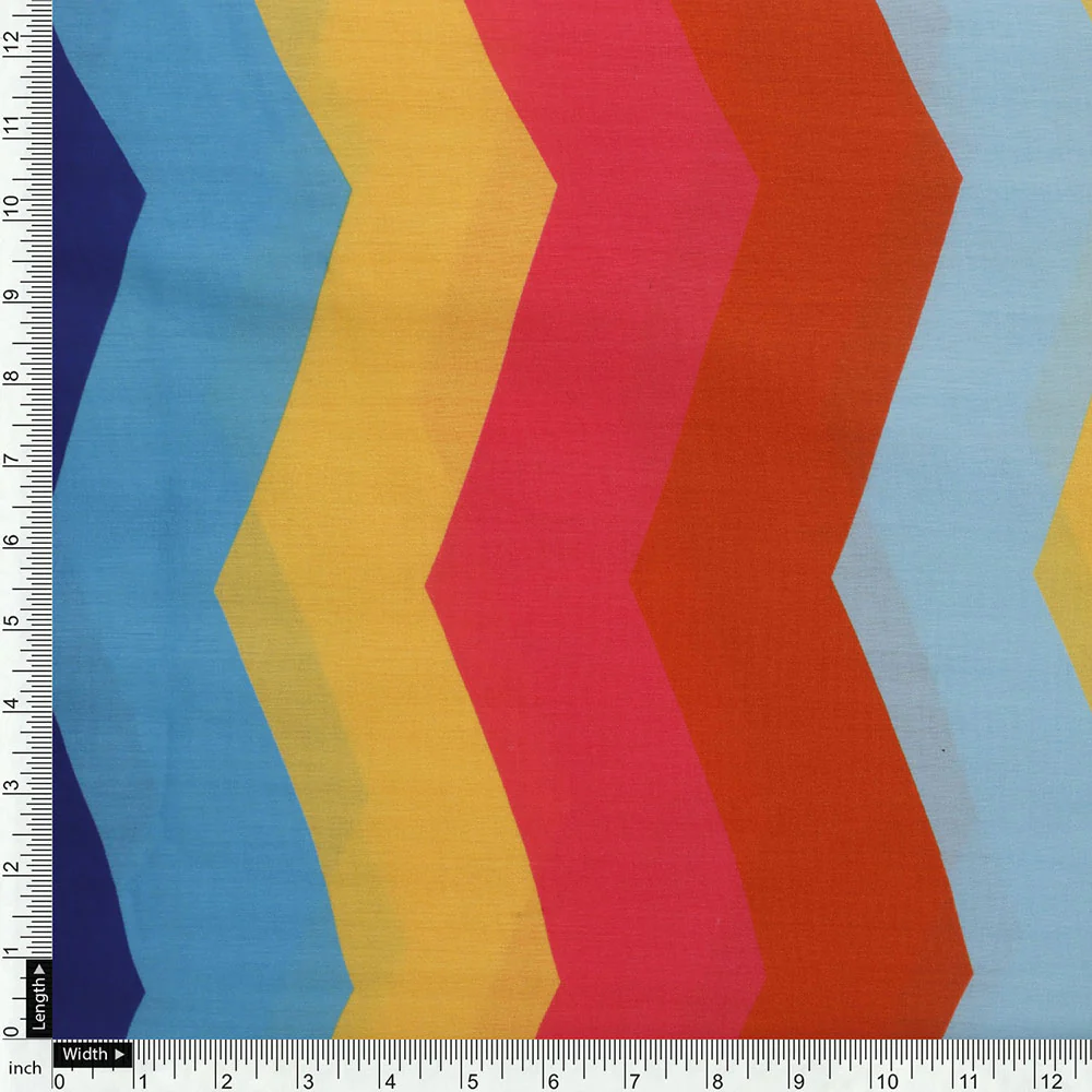 Zigzag Digital Printed Kora Silk Fabric from FAB VOGUE Studio - Image 4
