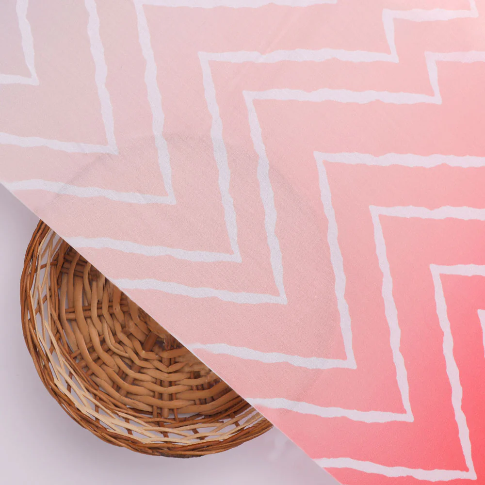 Zigzag Digital Printed Kora Silk Fabric in Multicolor - Image 3